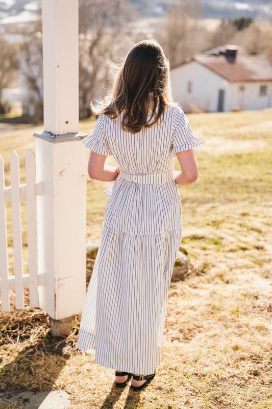 Nellie Wide Stripe Dress Ivory 