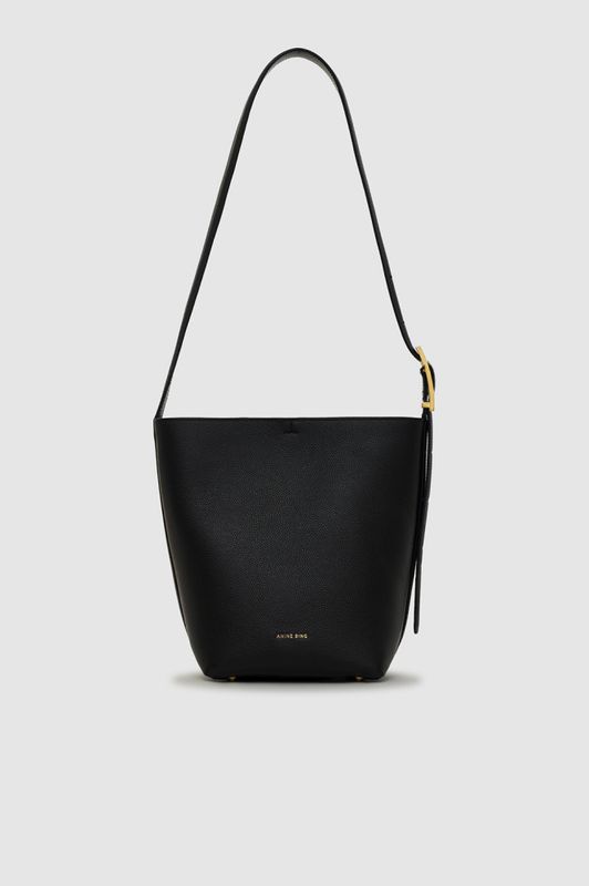 Elly Medium Bucket Bag Grained Leather Black 
