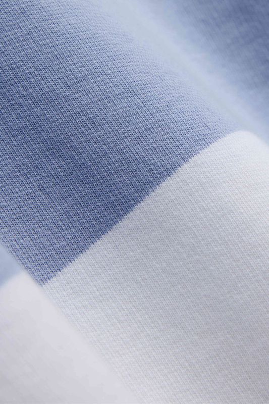 W. Thin Cotton Rugby Shirt White And Vintage Blue Stripes 