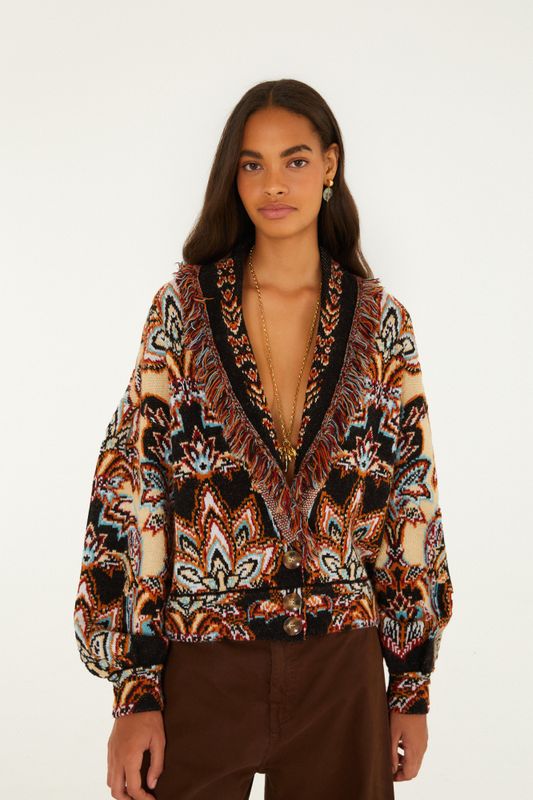 Tapestry Dream Cream Knit Fringe Cardigan 