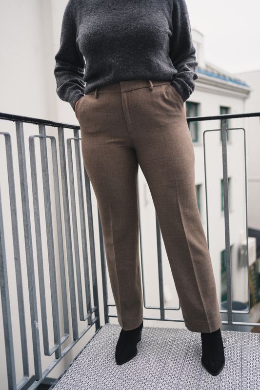 Lova Straight Trousers Tweed Light Camel 