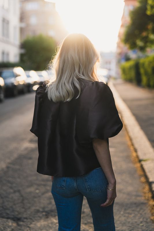 Cleo Pouf Sleeve Blouse Chocolate