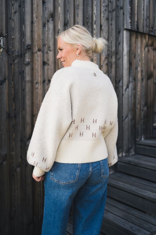 Martha Jacket Short Offwhite With Brown Melange 