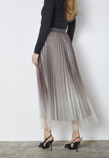 Hovedbilde Glitter Plisse Skirt Dark Brown 