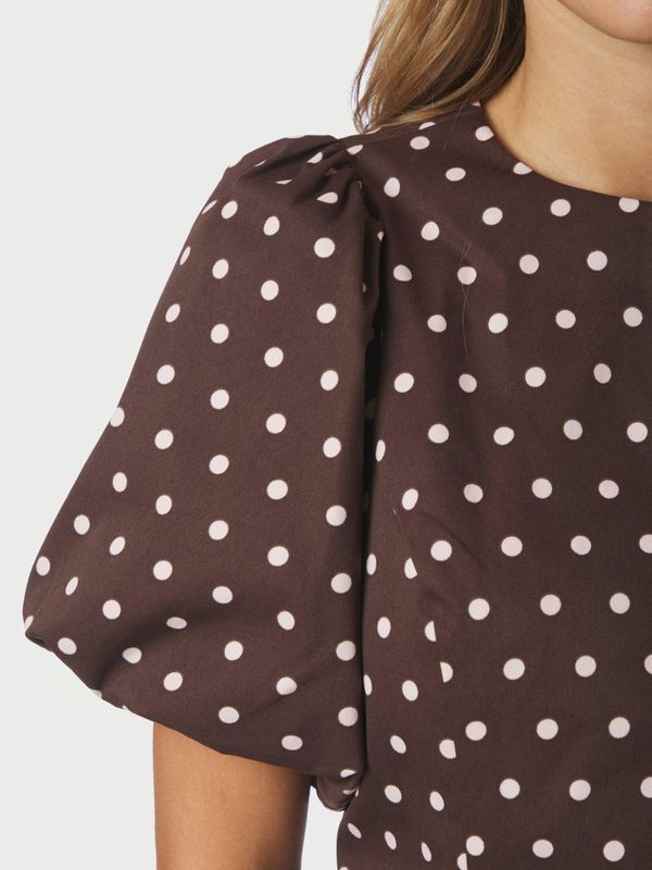 Anela Dot Blouse Brown 