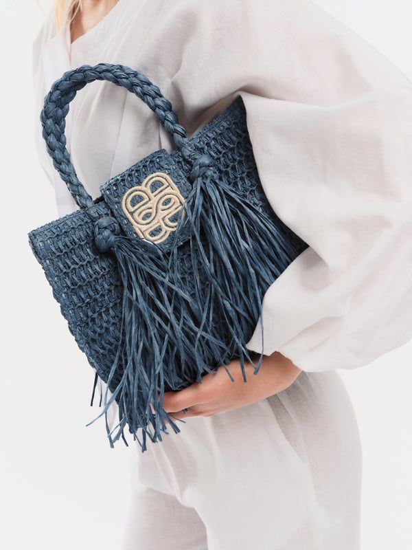 Sigrid Straw Bag Blue 