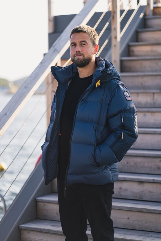 Tyrik Hooded Down Jacket Man Dark Avio 