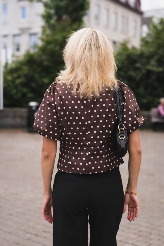 Anela Dot Blouse Brown 