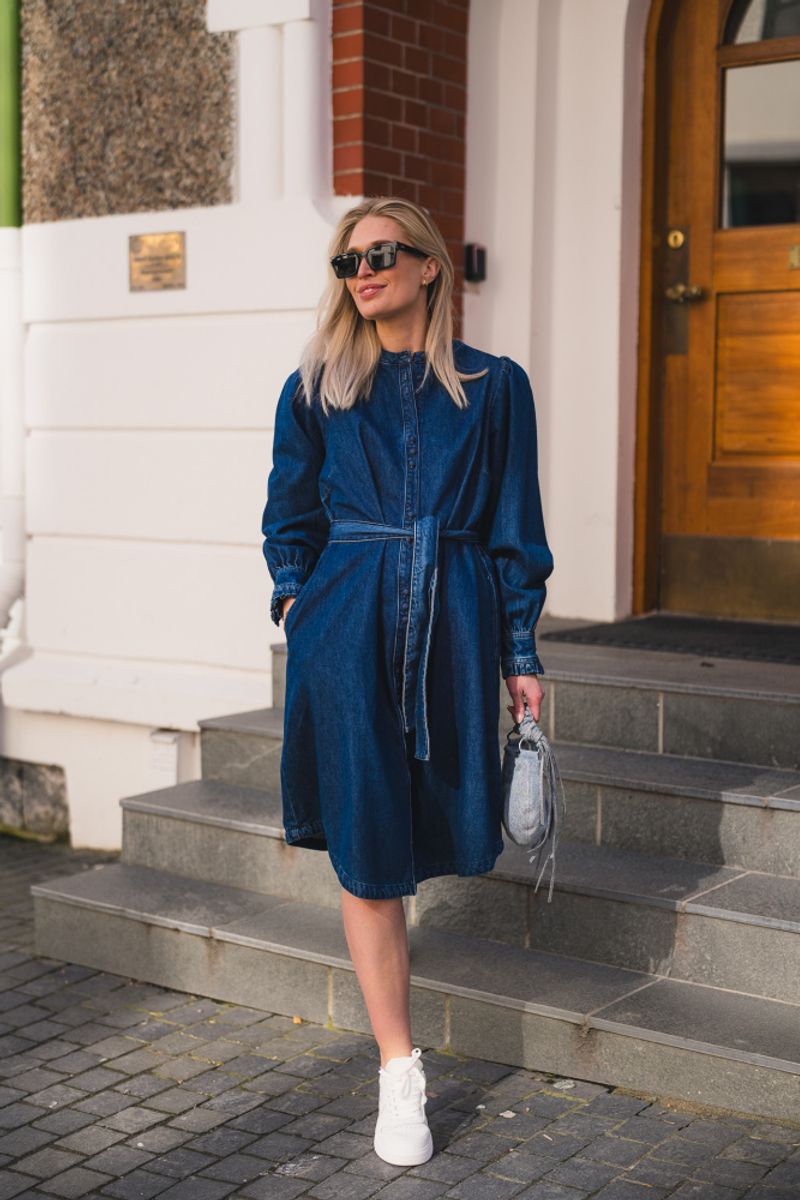 Frida Shirt Dress Mid Blue Wash 