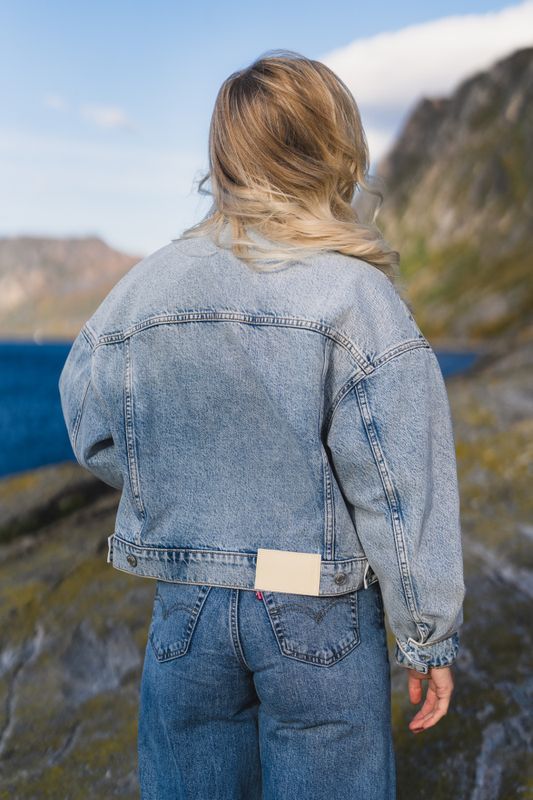 W Cropped Denim Jacket Blue Washed 