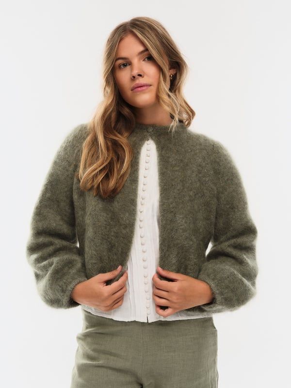 Amelia Chunky Cardigan Sage Green 
