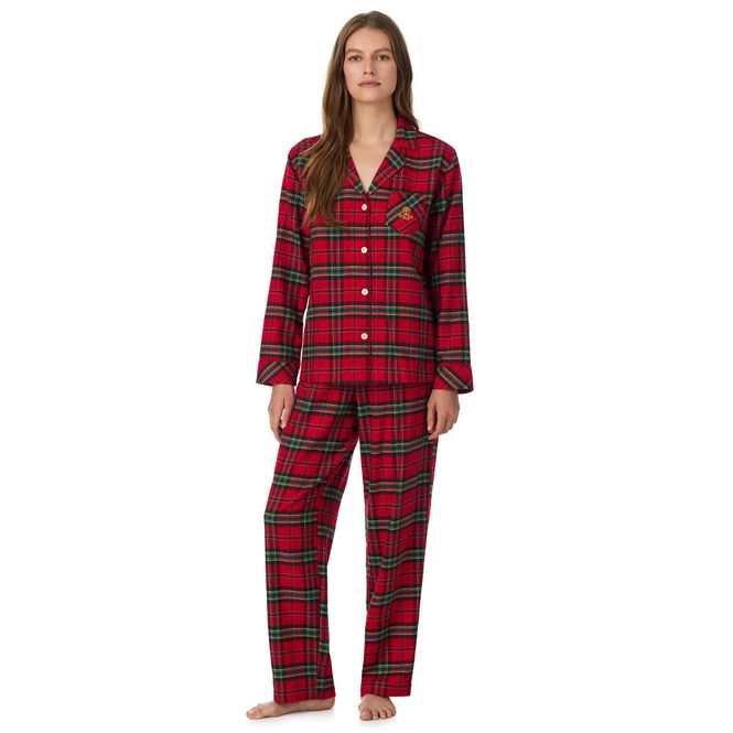 Hovedbilde LRL L/S Notch Collar Long Pant PJ Set Red Plaid 