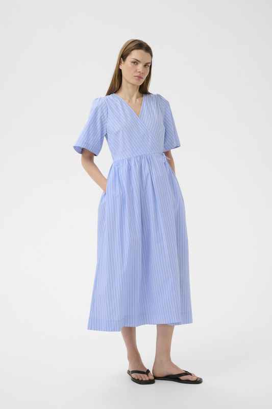 Raelynn Wrap Dress Blue And Summer Stripe 