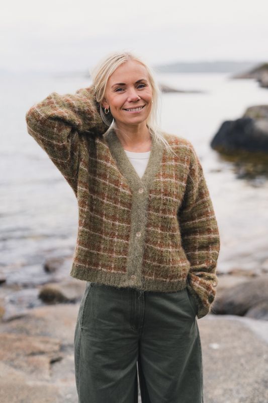 Kate Check Cardigan Green Mix 