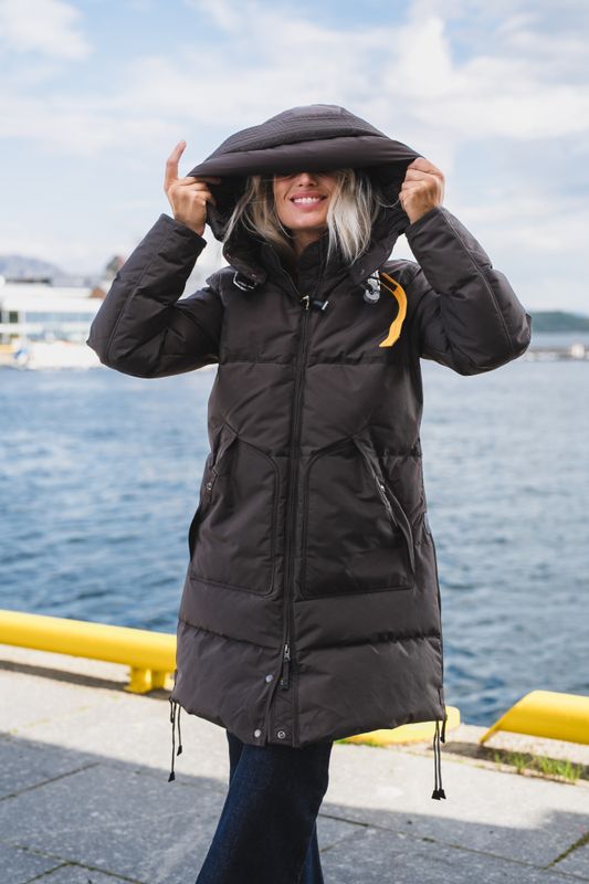 Longbear Hooded Down Coat Earth Brown 