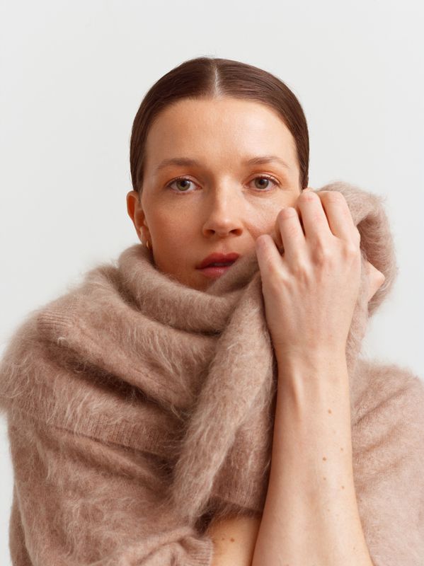 Chamonix Scarf Brushed Cashmere Mushroom 