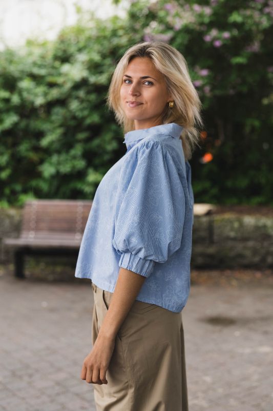 Etta Flower Stripe Shirt Light Blue 