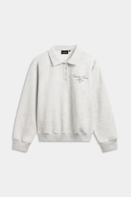 W. Racquet Club Rugby Shirt Grey Melange W. Dark Olive 