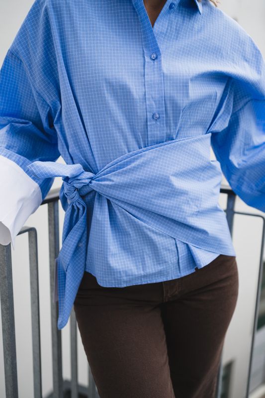 Elona Check Cuff Shirt Pale Blue 