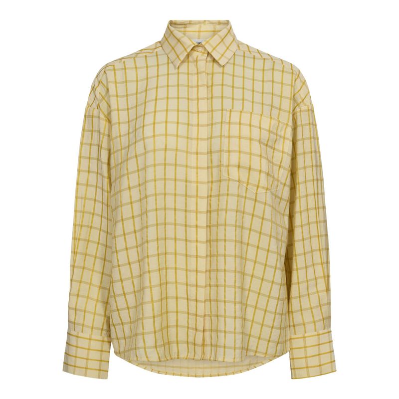 Mango Check Shirt Pastel Yellow 