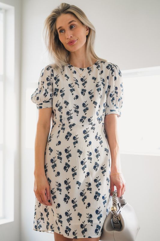 Allegra Dress Cream Hortensia Print 