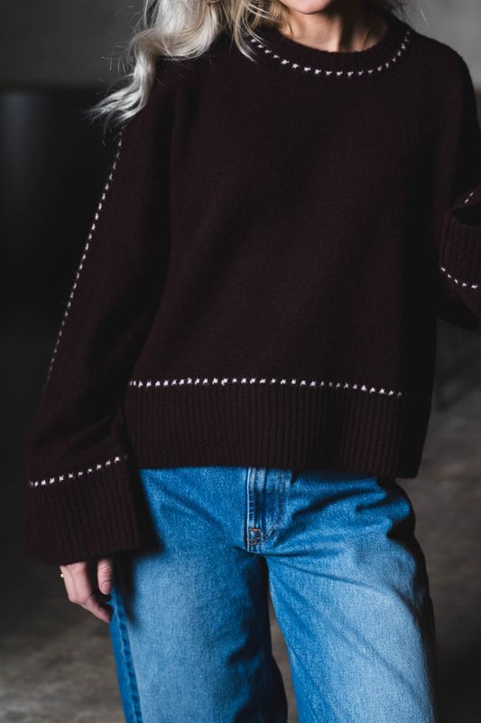 Roeme Knit Stitch Blouse Wine 