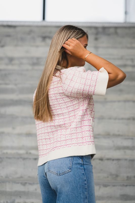 Livia SS Knit Cardigan Birch Rose Violet/Ballerina