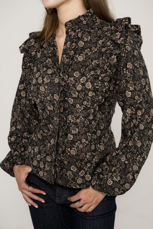 Maya Blouse Beige Botanic