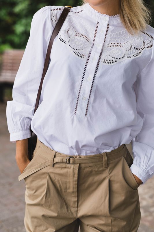 Aneliah C Poplin Emb Blouse White 