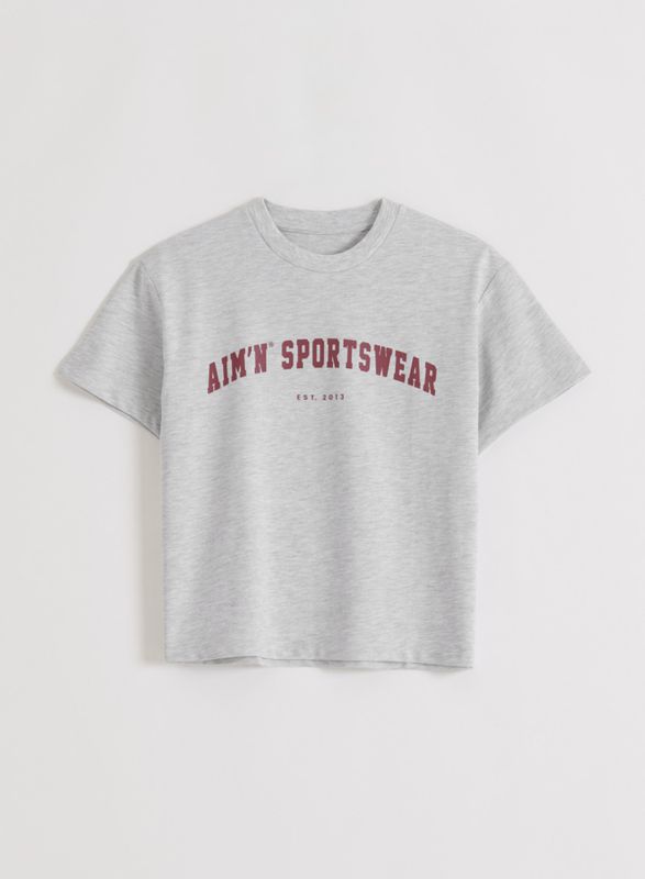 Varsity Boxy T-Shirt Light Grey Melange 
