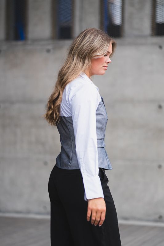 Polly Corsage Mix Shirt White 