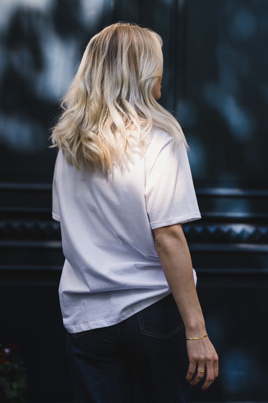 Terina Organic Small Logo Tee White/Black 