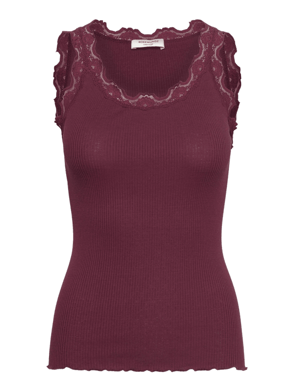 Babette Silk SL U-Neck Lace Top Tawny Port 