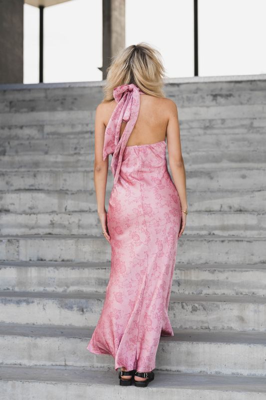 Fiona Pattern Satin Dress Light Pink 