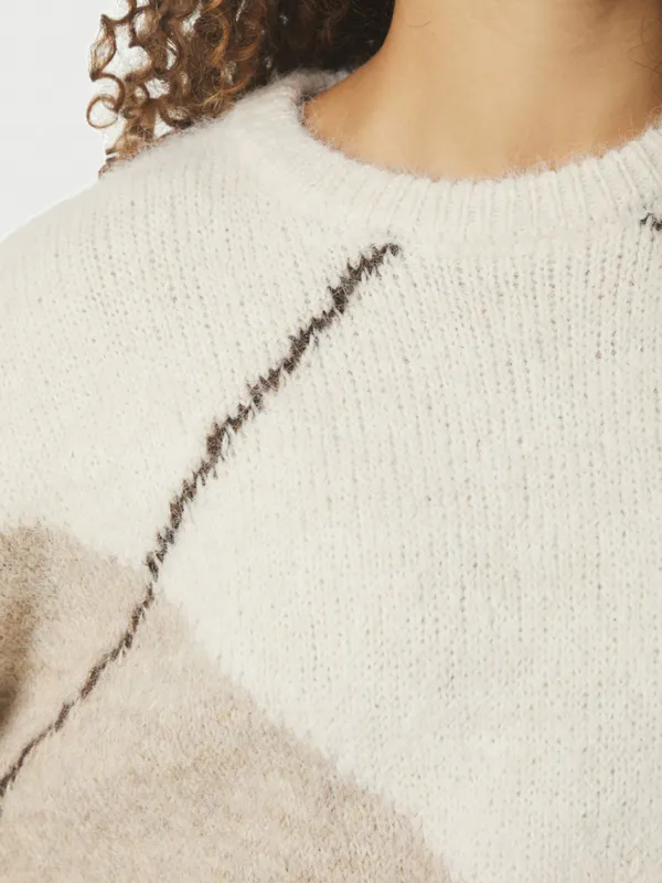 Inga Check Fluff Knit Blouse Creme 
