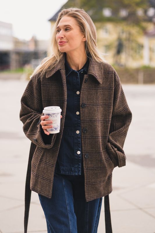 Amaranda Jacket Check Hot Fudge/Rubbe 