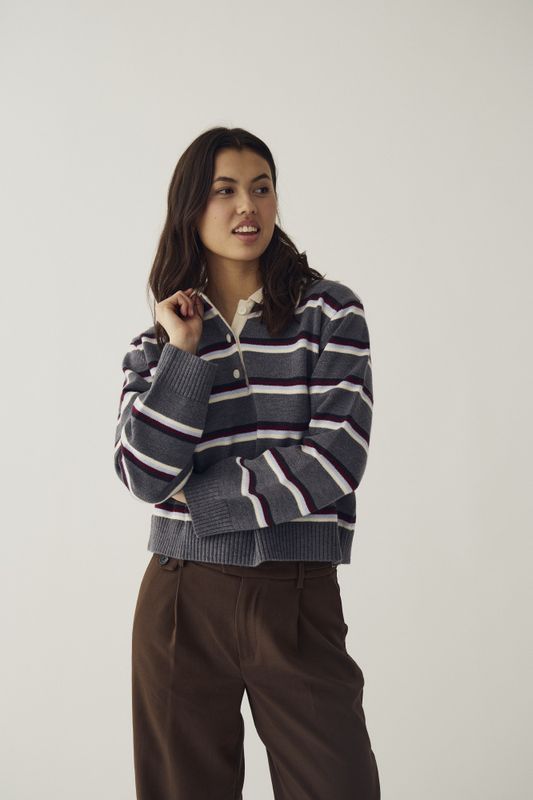 Merryll Knit Delissa Grey Stripe
