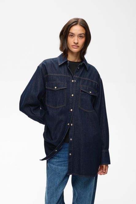 Hovedbilde Hiro Oversized Shirt Washed Dark Blue Denim 