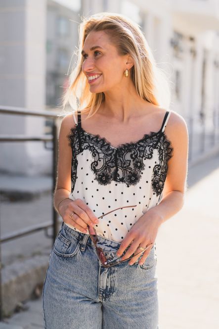 Hovedbilde Ameli Dot Lace Singlet Offwhite 
