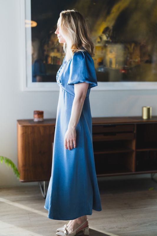 Illana Heavy Sateen Dress Smoke Blue 