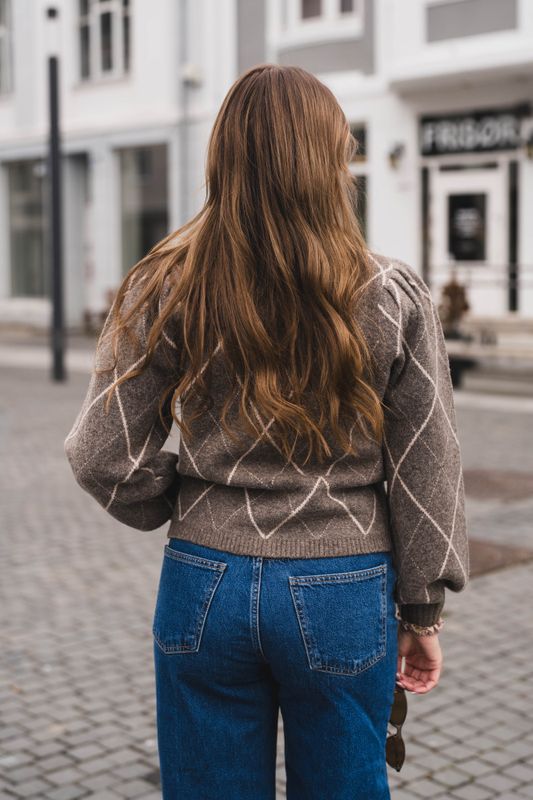 Koteas Check Knit Cardigan Taupe 