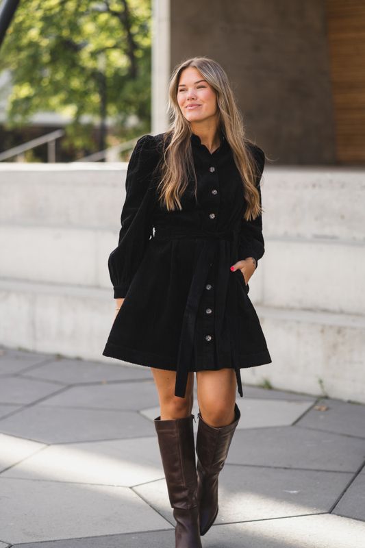 Corduroy Mini Dress Black 