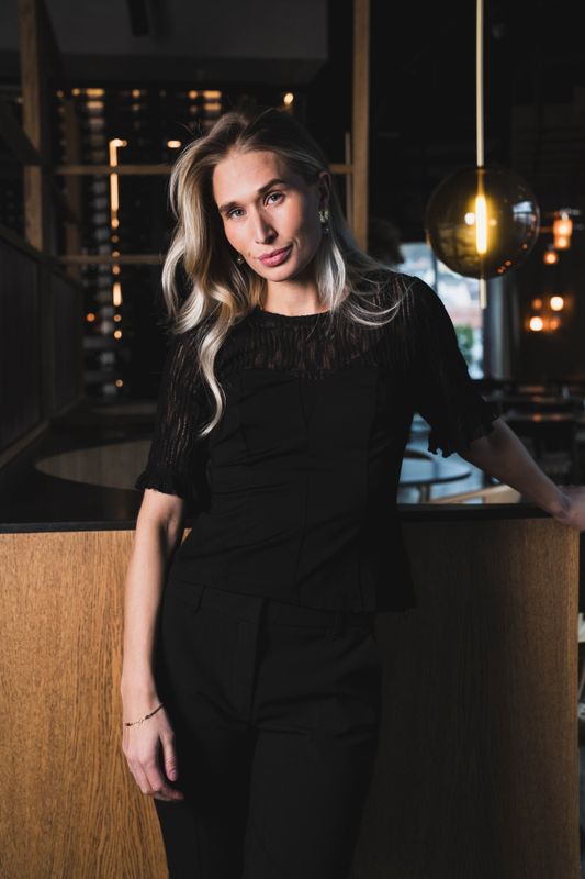 Colton Lace Mix Top Black 