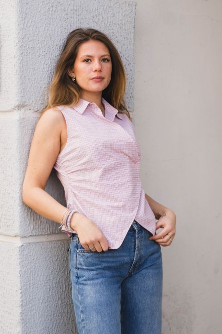 Hovedbilde Celest Check Top Light Pink 