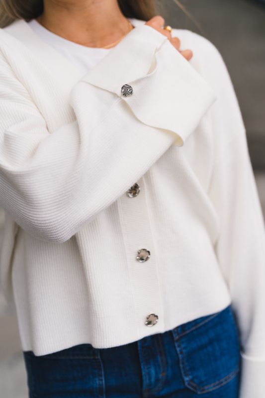 Atari Rib Cardigan Offwhite 