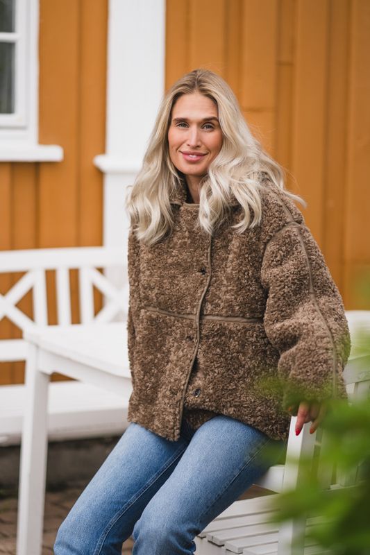 Castor Faux Fur Jacket Taupe 